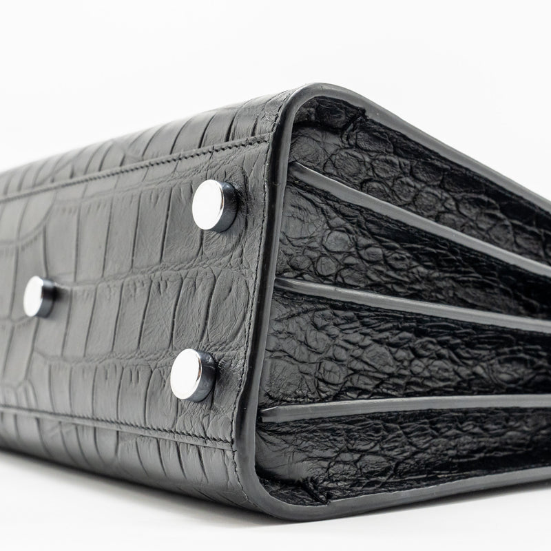 Saint Laurent Nano Sac De jour croc embossed calfskin black SHW