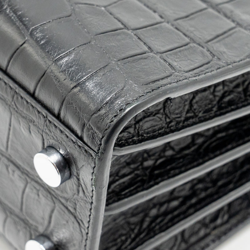 Saint Laurent Nano Sac De jour croc embossed calfskin black SHW