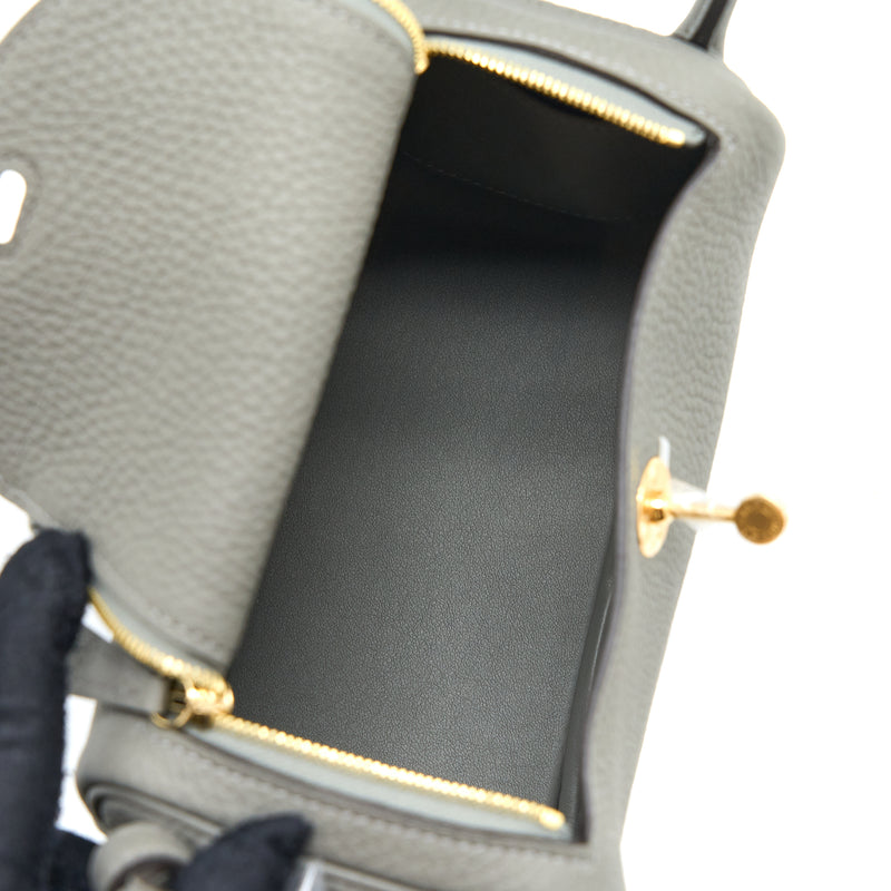 Hermes Mini Lindy Clemence 0L Gris Meyer GHW Stamp B