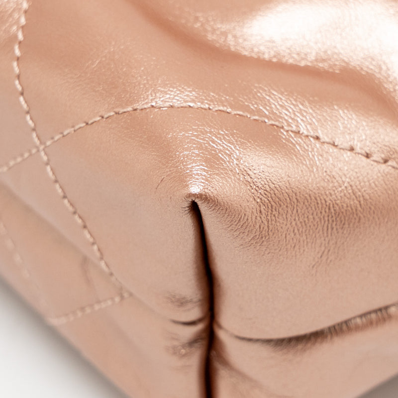 Chanel Mini 22 bag Shiny Calfskin Light Pink LGHW (Microchip)