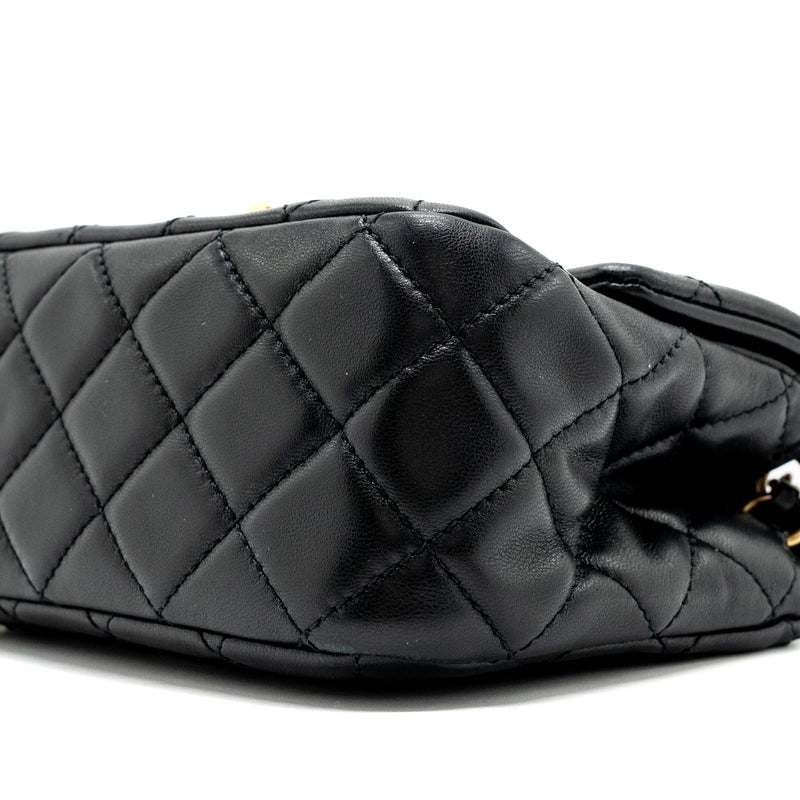 chanel pearl crush mini square flap bag lambskin black GHW (microchip)
