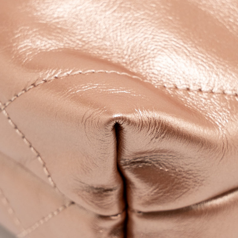 Chanel Mini 22 bag Shiny Calfskin Light Pink LGHW (Microchip)