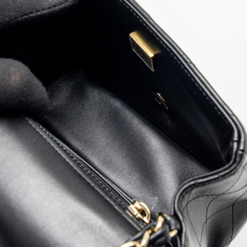 Chanel Mini Square Flap Bag Lambskin Black LGHW (microchip)