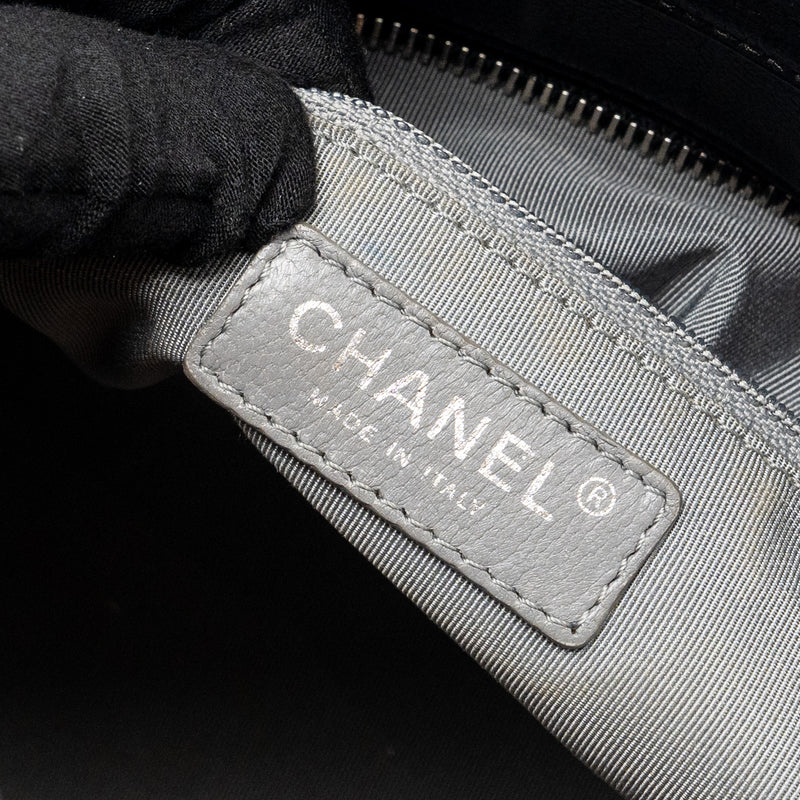 Chanel CC logo shopping tote bag lambskin black SHW