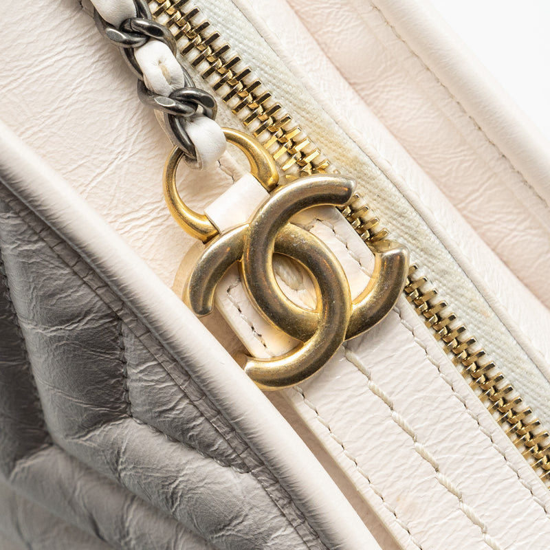 Chanel small chevron Gabrielle hobo bag calfskin white multicolour hardware