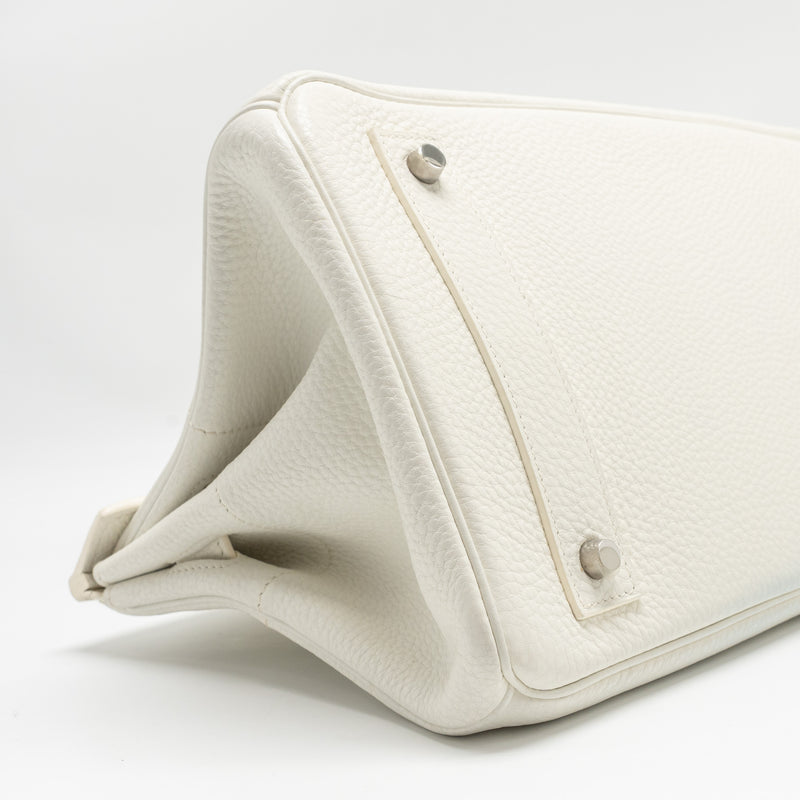 Hermes Shoulder Birkin Clemence White SHW Stamp Square M
