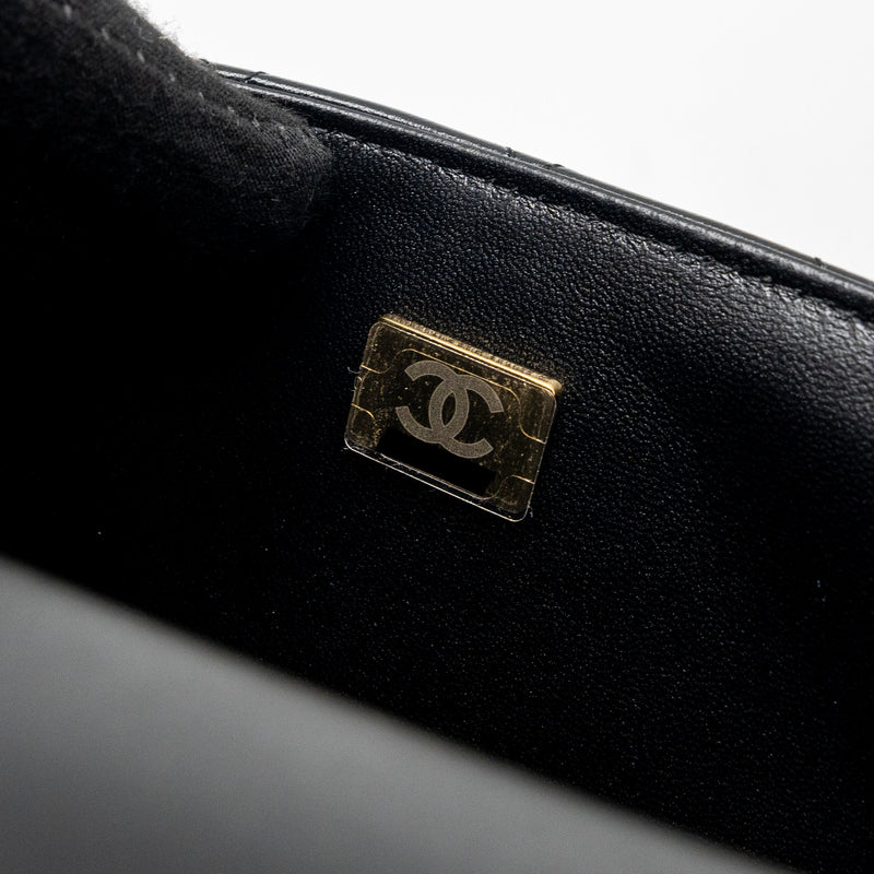 Chanel Mini Square Flap Bag Lambskin Black LGHW (microchip)