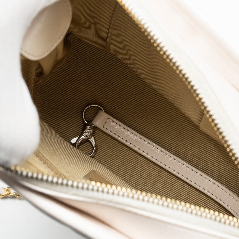 Chanel small chevron Gabrielle hobo bag calfskin white multicolour hardware