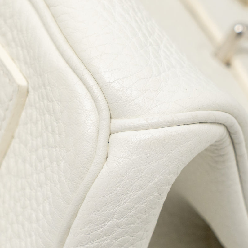 Hermes Shoulder Birkin Clemence White SHW Stamp Square M