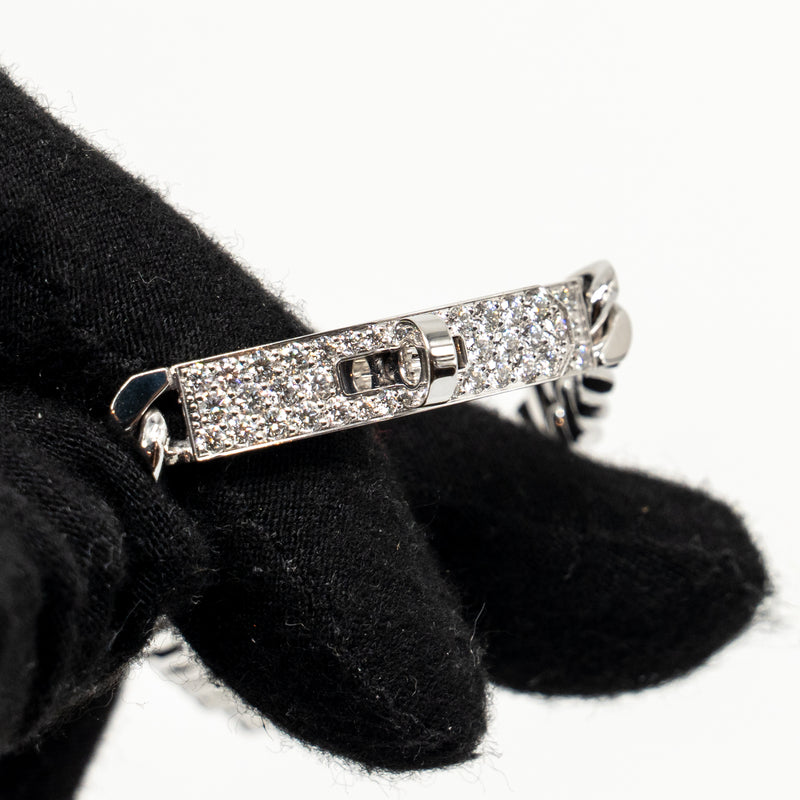 Hermes Size ST Kelly Gourmette Bracelet, Very Small Model, White Gold/Diamonds