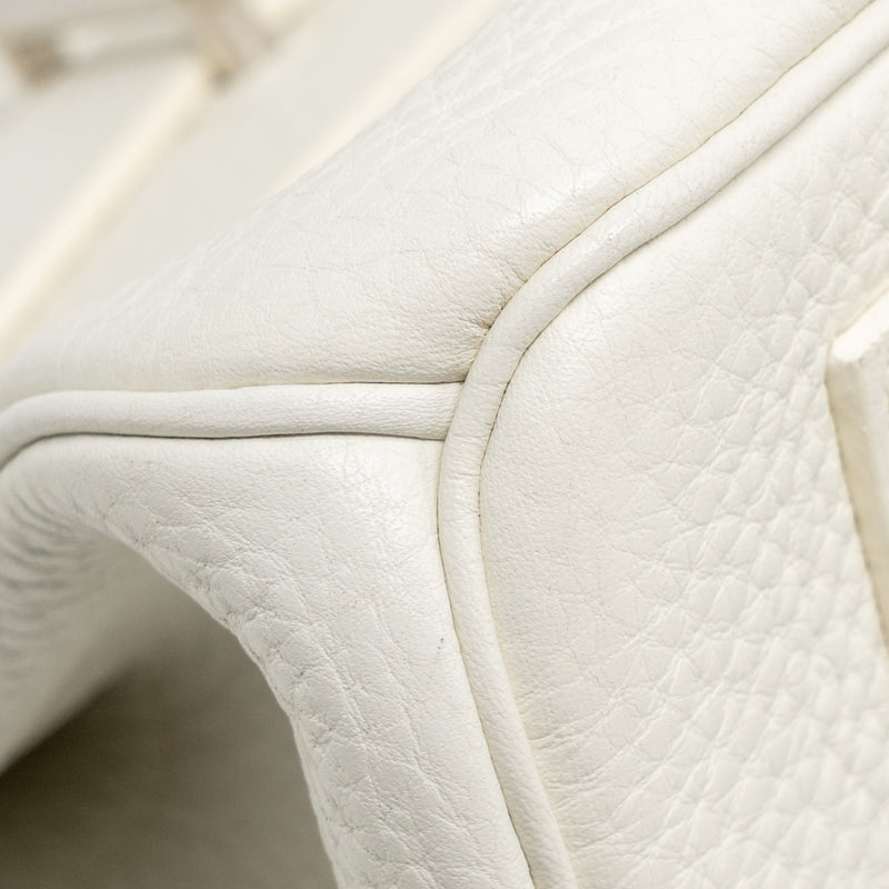 Hermes Shoulder Birkin Clemence White SHW Stamp Square M
