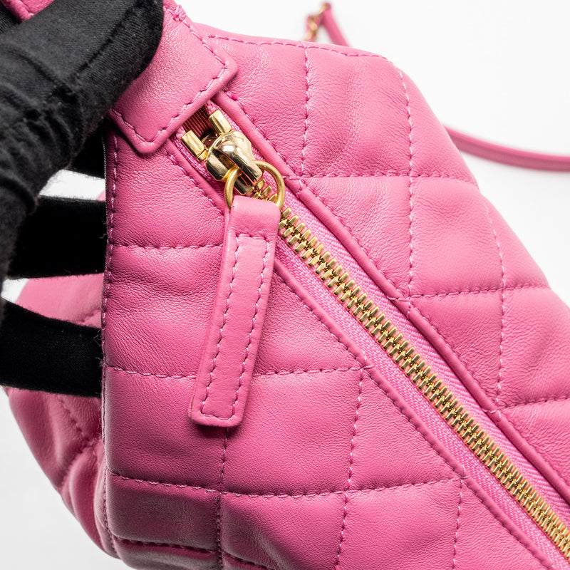 Chanel 20S Small Quilted hobo bag Lambskin Pink GHW