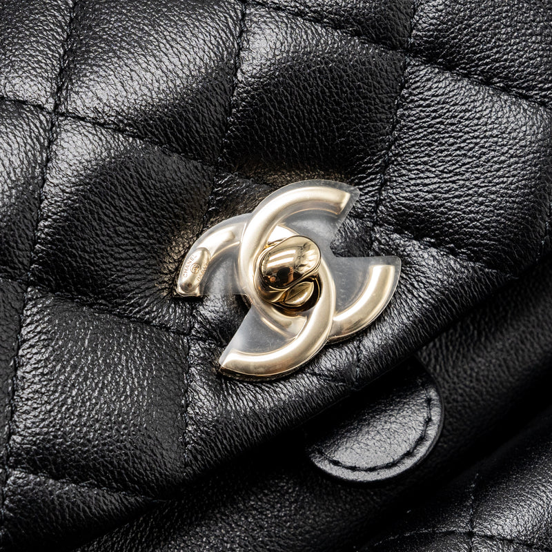 Chanel 24P Mini Duma backpack calfskin black LGHW (Microchip)