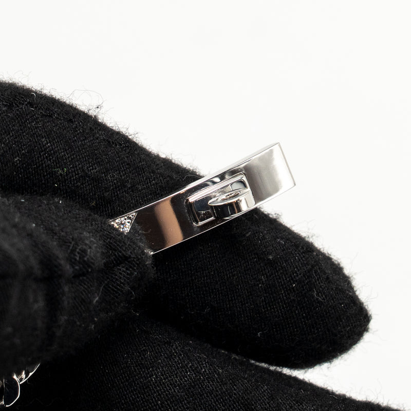 Hermes Size ST Kelly Gourmette Bracelet, Very Small Model, White Gold/Diamonds
