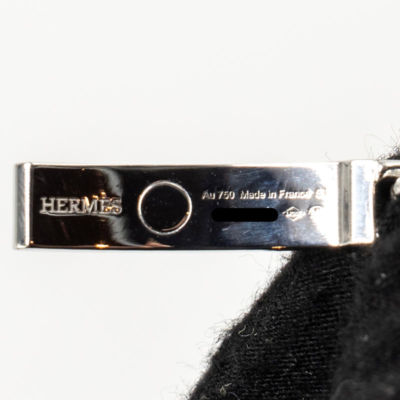 Hermes Size ST Kelly Gourmette Bracelet, Very Small Model, White Gold/Diamonds