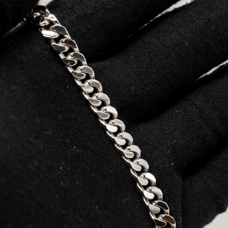 Hermes Size ST Kelly Gourmette Bracelet, Very Small Model, White Gold/Diamonds