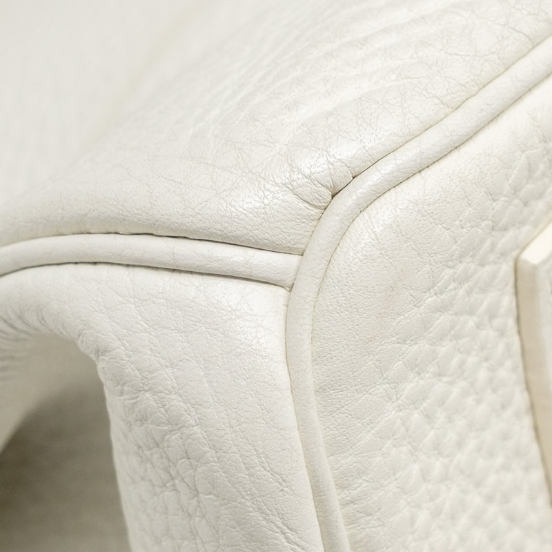 Hermes Shoulder Birkin Clemence White SHW Stamp Square M