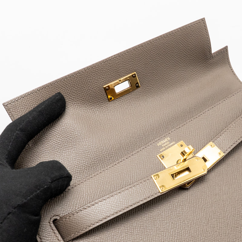 Hermes Kelly 28 Epsom Gris Etain GHW Stamp D