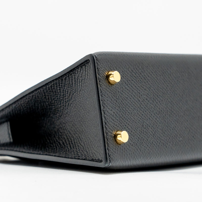 Hermes Mini Kelly II Epsom Black GHW Stamp B