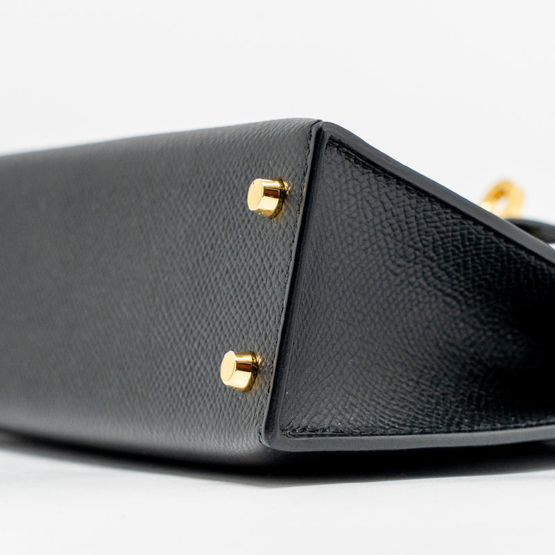 Hermes Mini Kelly II Epsom Black GHW Stamp B