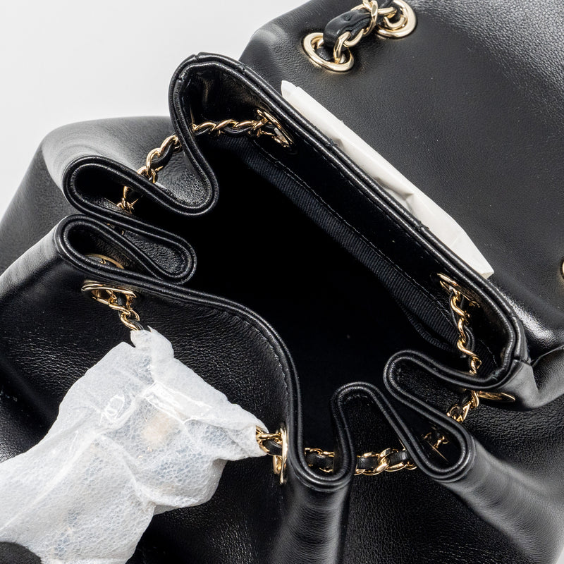 chanel 24p mini backpack Chanel 24P Mini Duma backpack calfskin black LGHW (Microchip)