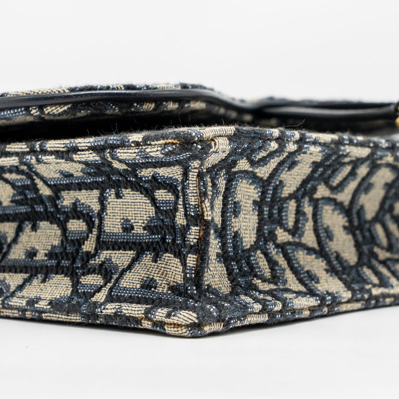 DIOR Saddle Pouch Dior Oblique Canvas Blue GHW