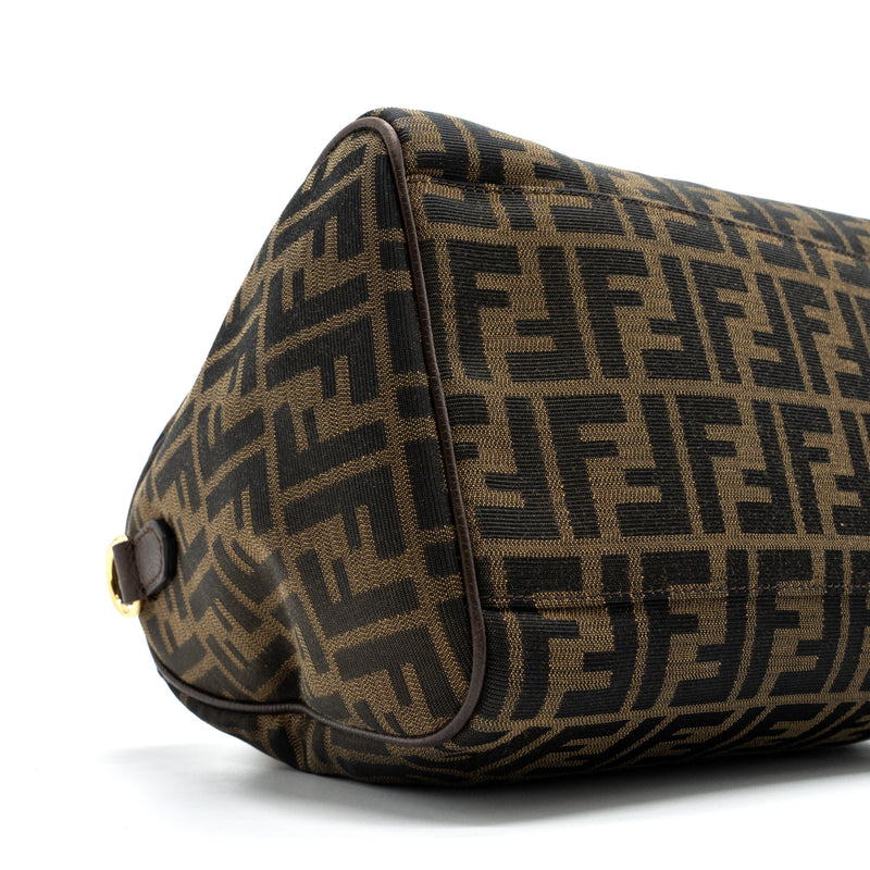 FENDI: fabric beauty case with jacquard pattern - Tobacco