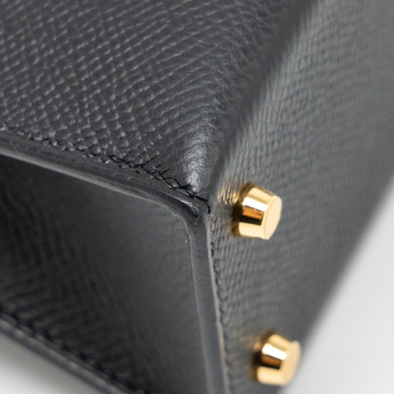 Hermes Mini Kelly II Epsom Black GHW Stamp B