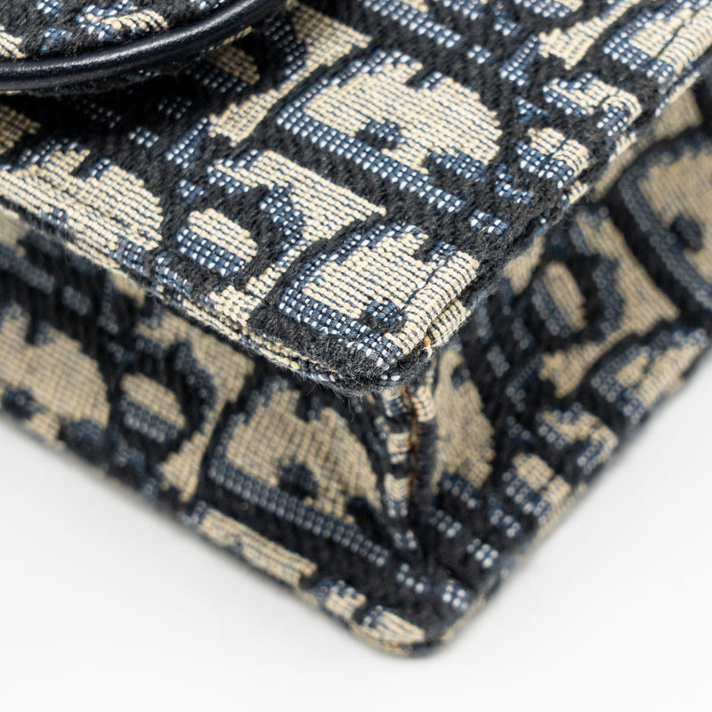 DIOR Saddle Pouch Dior Oblique Canvas Blue GHW