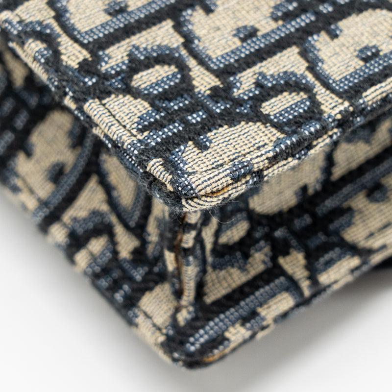 DIOR Saddle Pouch Dior Oblique Canvas Blue GHW