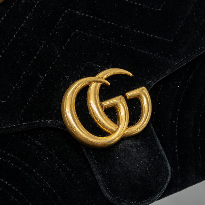 Gucci Small GG Marmont Bag Velvet Black GHW