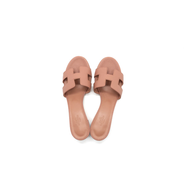 Hermes Size 37 Oasis Sandals Epsom Rose Aube