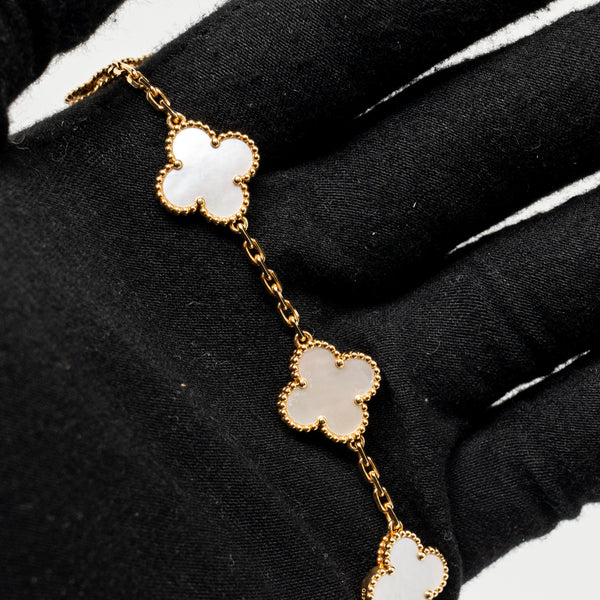 Van Cleef & Arpels Vintage Alhambra Bracelet 5 Motifs Yellow Gold, Mother-of-pearl