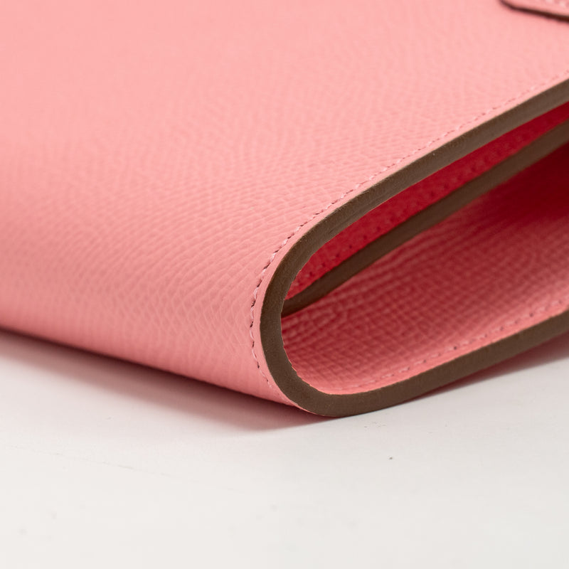 Hermes Classic kelly to go epsom rose confetti SHW stamp Z