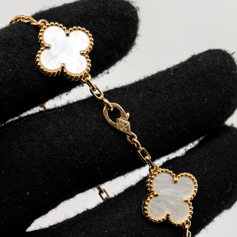 Van Cleef & Arpels Vintage Alhambra Bracelet 5 Motifs Yellow Gold, Mother-of-pearl