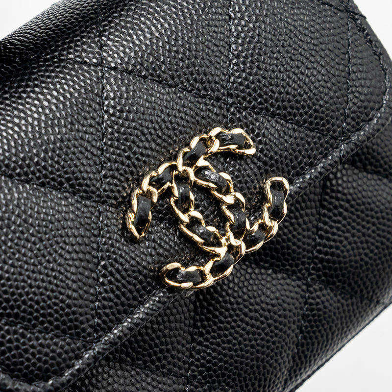 Chanel Mini Top Handle Flap Bag Caviar Black LGHW (Microchip)