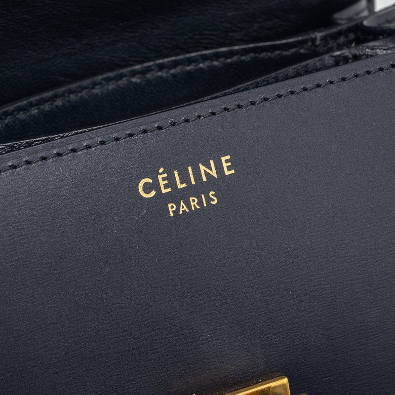 Celine mini box bag calfskin dark blue GHW