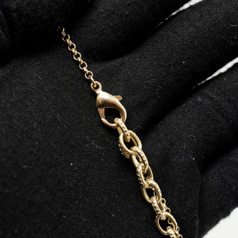 Chanel CC Camellia Grape Long Necklace Pearl/Crystal/Black Beads Light Gold Tone