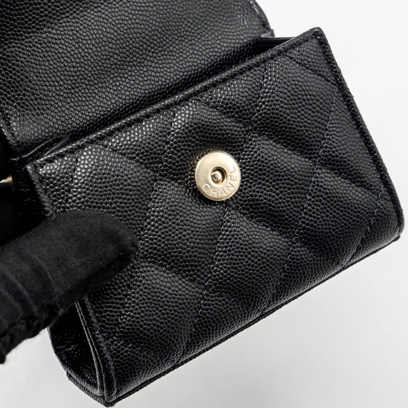 Chanel Mini Top Handle Flap Bag Caviar Black LGHW (Microchip)