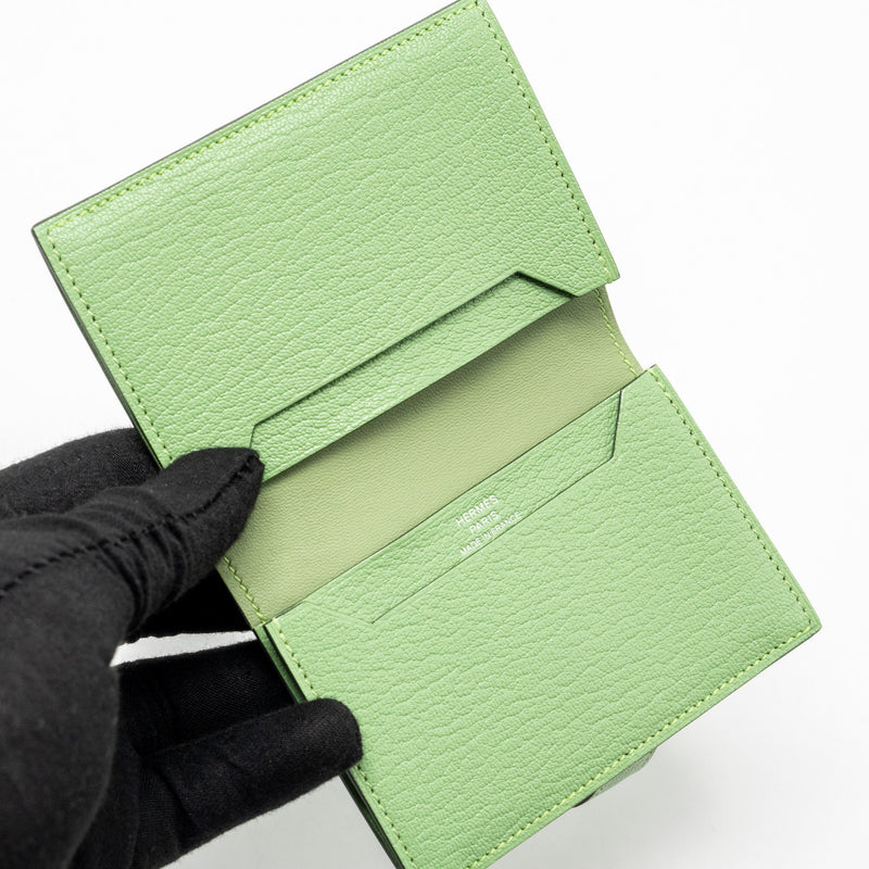 Hermes Bearn Compact Wallet Chevre Mysore Vert Criquet SHW Stamp Y