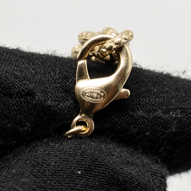 Chanel CC Camellia Grape Long Necklace Pearl/Crystal/Black Beads Light Gold Tone