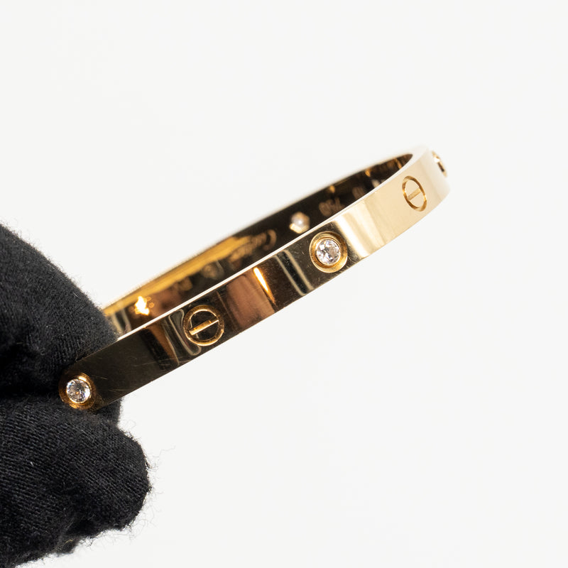 Cartier Size 19 Love Bracelet Classic Model Yellow Gold with 4 Diamonds