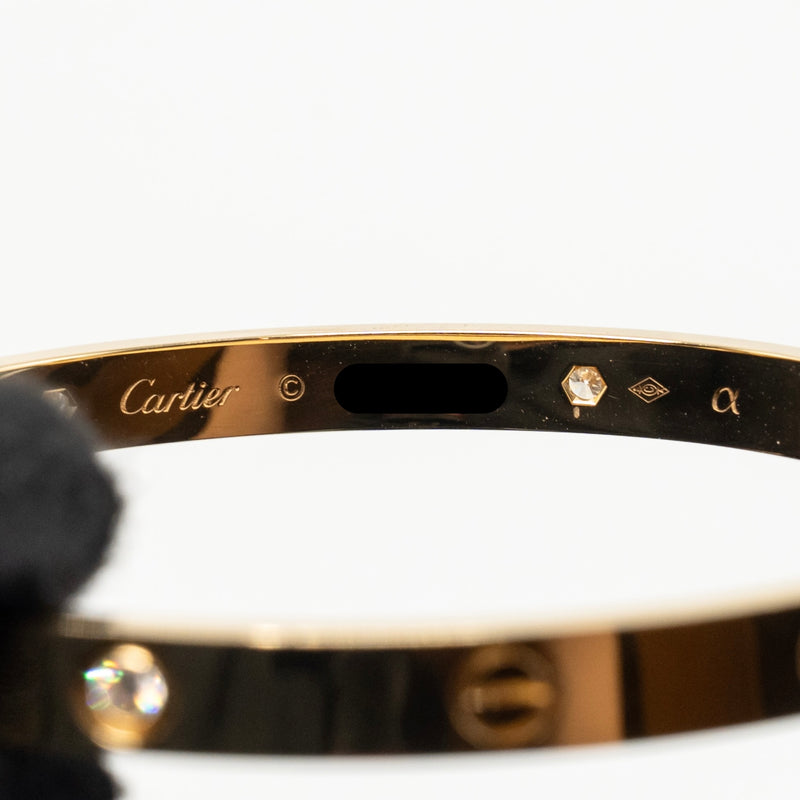 Cartier Size 19 Love Bracelet Classic Model Yellow Gold with 4 Diamonds