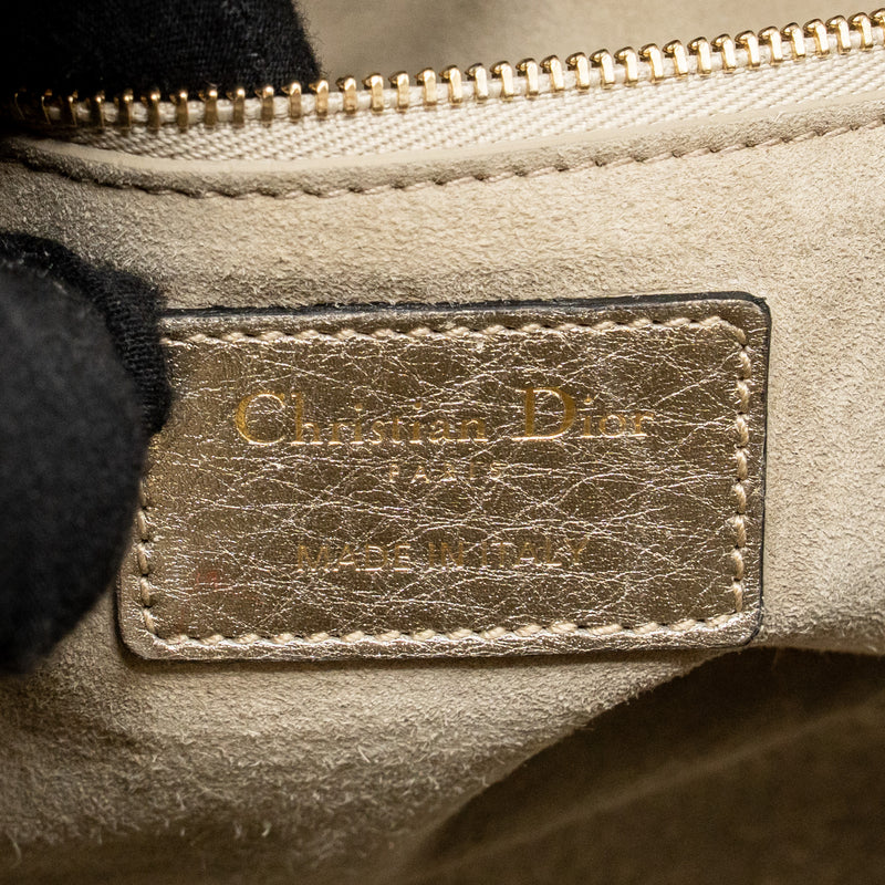 Dior Medium Lady Dior Cannage Calfskin Metallic Gold LGHW
