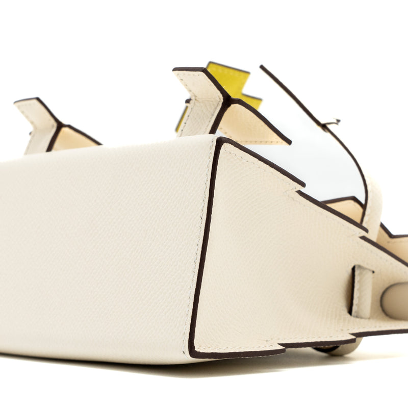 Hermes Kellydole / kelly dole picto epsom leather nata/ lime / mauve sylvestre/ chai SHW stamp B