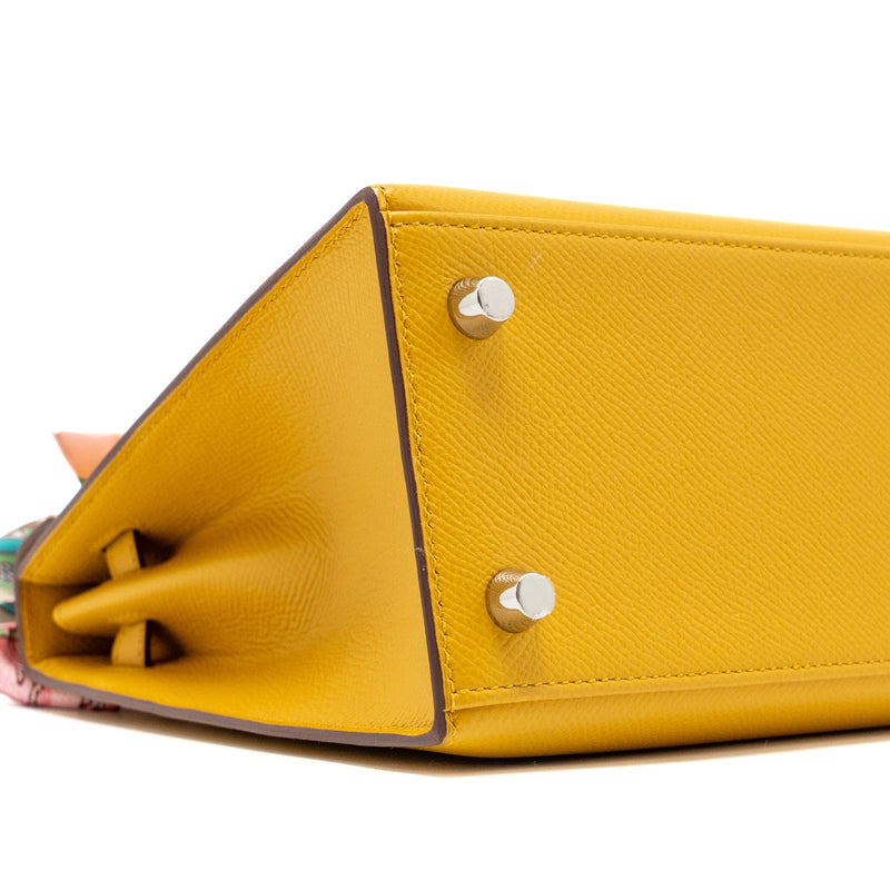 Hermes Kelly 25 Epsom 9D Jaune Amber SHW Stamp Y