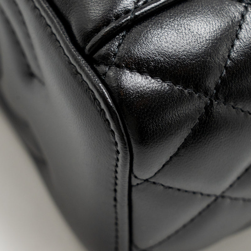 Chanel 24a Long Vanity Case With CC Logo Adjustable Chain Lambskin Black GHW(microchip)