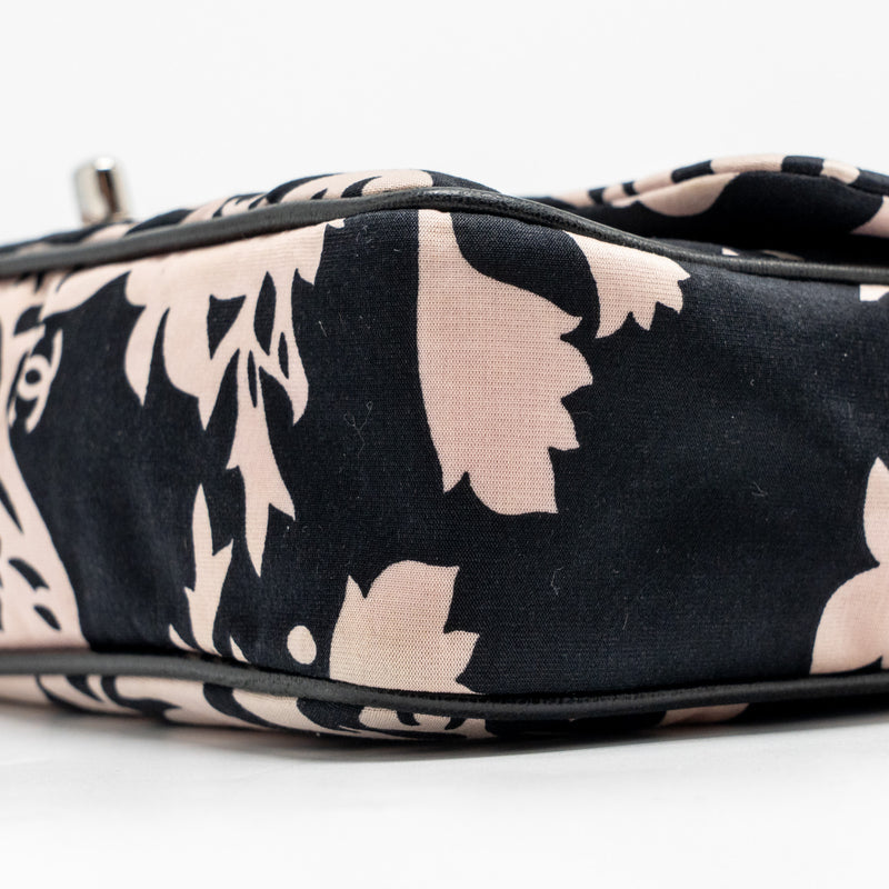 Chanel Mirror Charm Single Flap Bag Fabric Black/Pink SHW