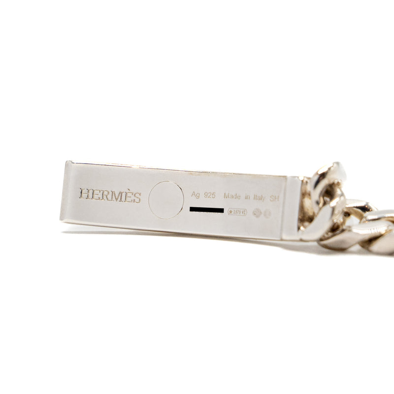 Hermes size SH kelly gourmette bracelet sterling silver with kelly clasp
