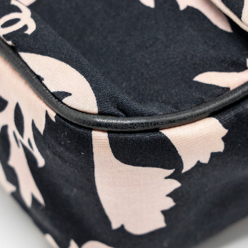 Chanel Mirror Charm Single Flap Bag Fabric Black/Pink SHW